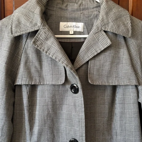 Calvin Klein Plaid Trench Coat - Picture 3 of 8